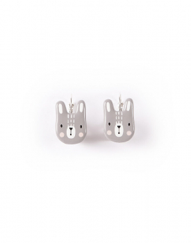 Porcelain earrings "Gray hare" with hooks clasp